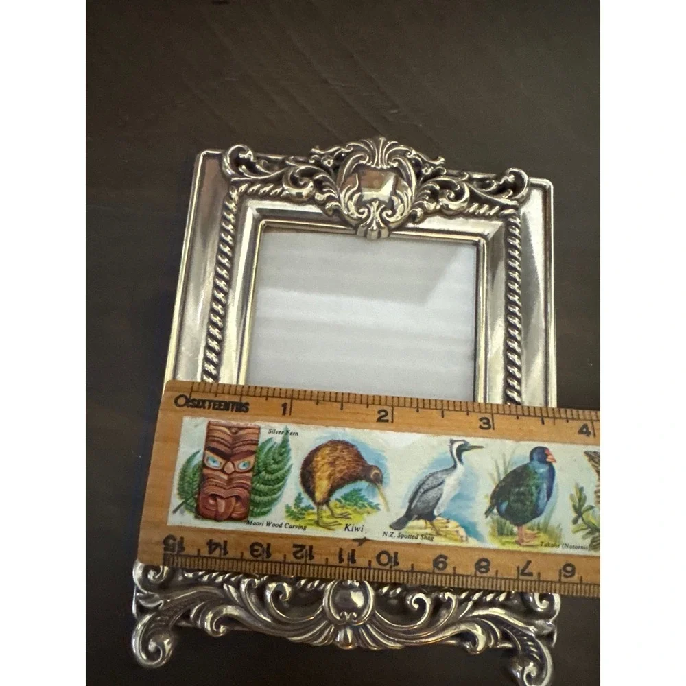 Brighton Silver Tone Ornate Baroque Scroll Rope Border Small Picture Frame 5x4